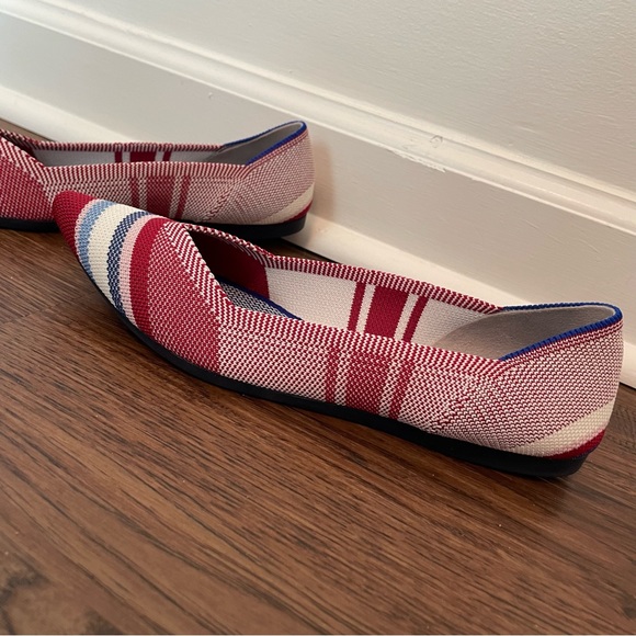 Rothys Retired Red Varsity Stripe Point Flats Sz 7.5 - Picture 10 of 14